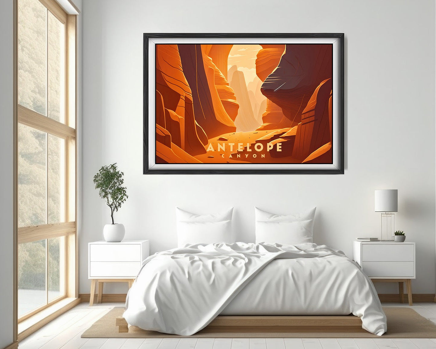 Framed Antelope Canyon Travel Poster in Landscape orientation, minimal background, close up wall art print 4