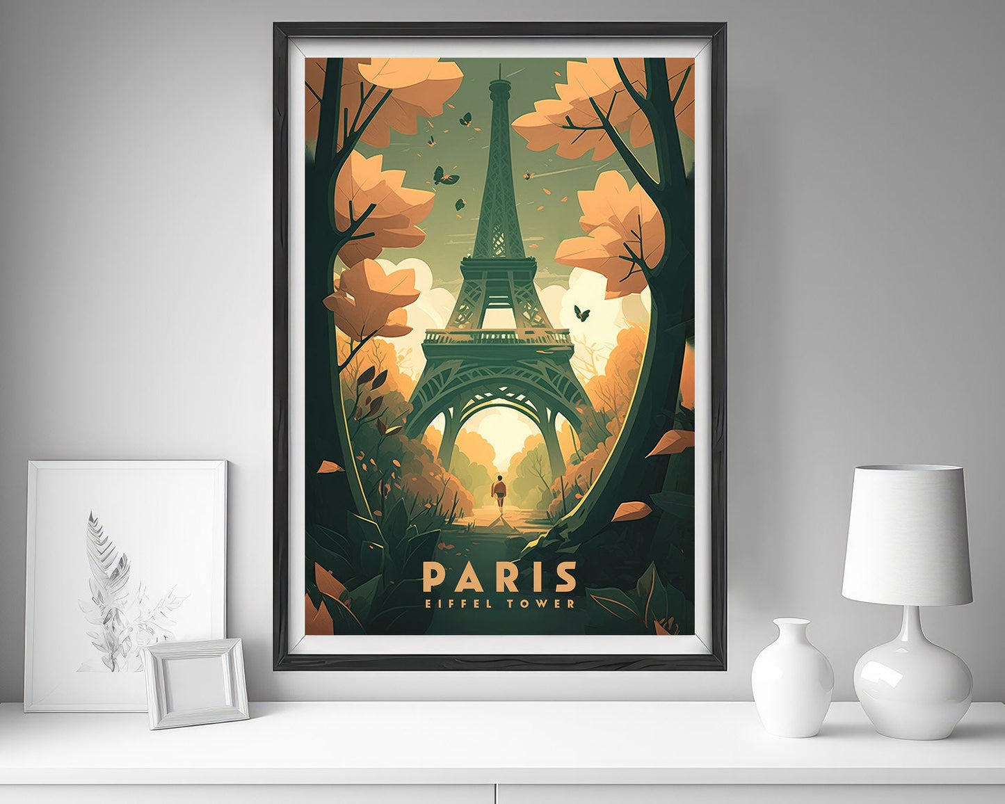 Framed France Paris Travel Poster in Portrait orientation, minimal background, close up wall art print 5