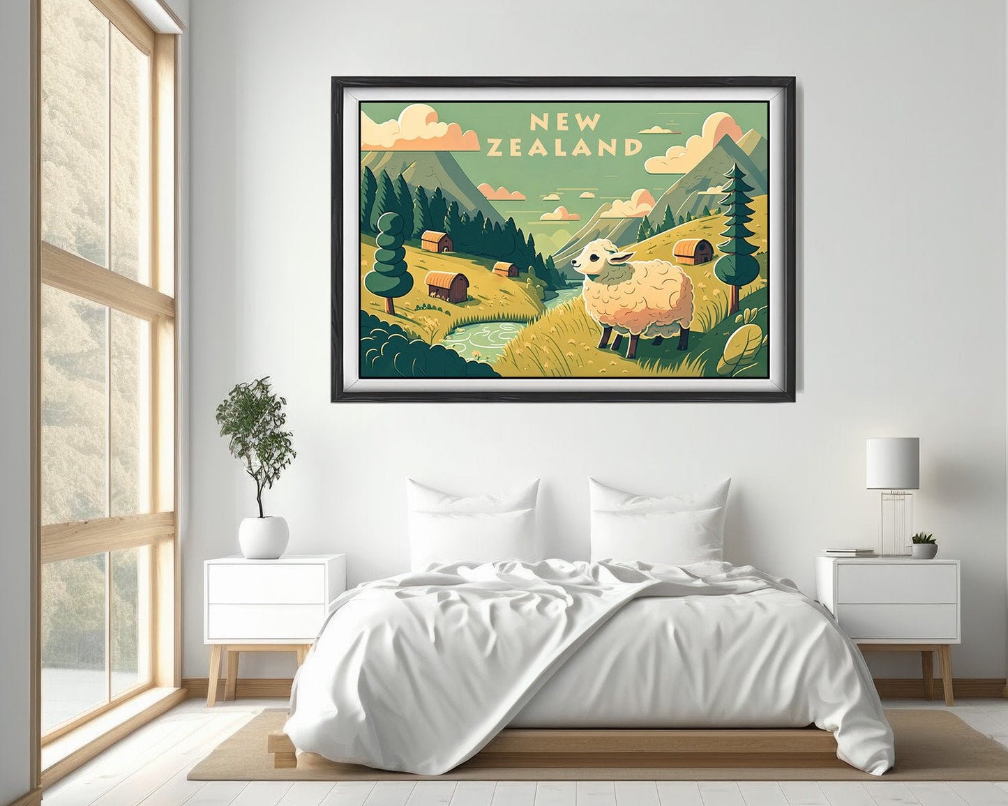 Framed New Zealand Nature Travel Poster in Landscape orientation, minimal background, close up wall art print 4