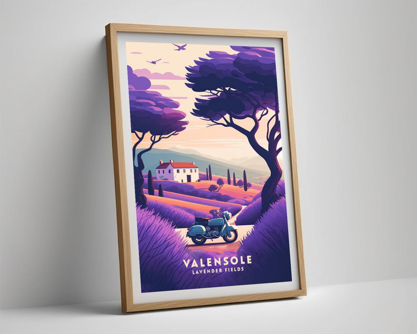 Framed Provence France Travel Poster in Portrait orientation, minimal background, close up wall art print 5