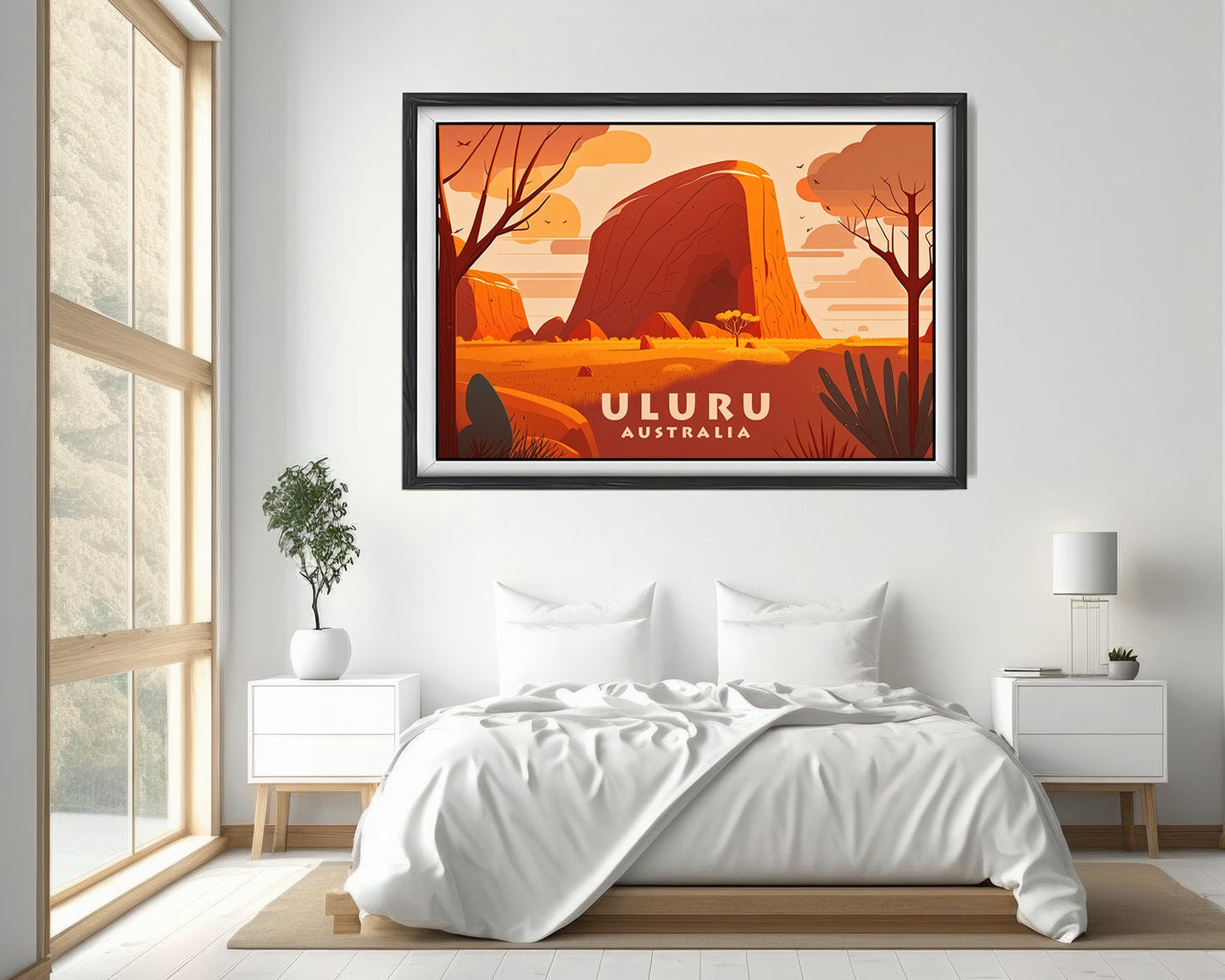 Framed Uluru Ayers Rock Australia Travel Poster in Landscape orientation, minimal background, close up wall art print 4