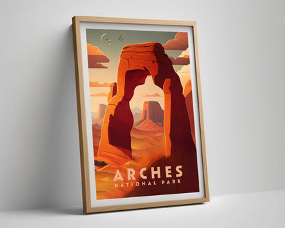 Framed Arches National Park Travel Poster in Portrait orientation, minimal background, close up wall art print 4