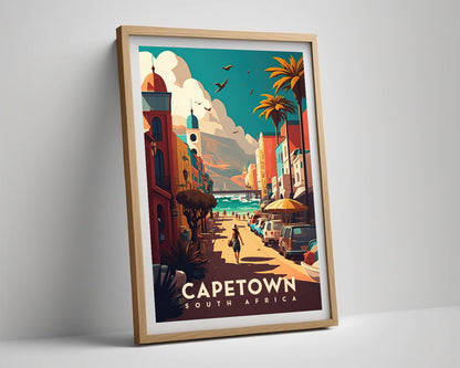 Framed Capetown South Africa Travel Poster in Portrait orientation, minimal background, close up wall art print 4