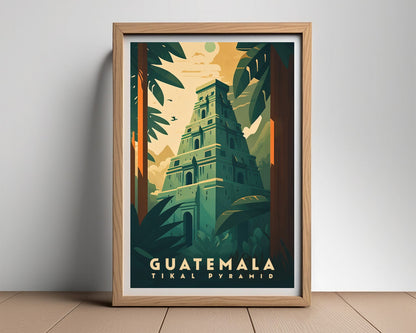 Framed Guatemala Travel Poster in Portrait orientation, minimal background, close up wall art print 2