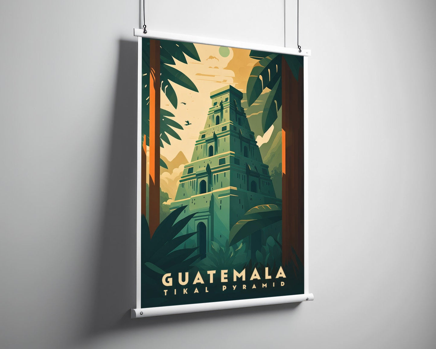 Framed Guatemala Travel Poster in Portrait orientation, minimal background, close up wall art print 3