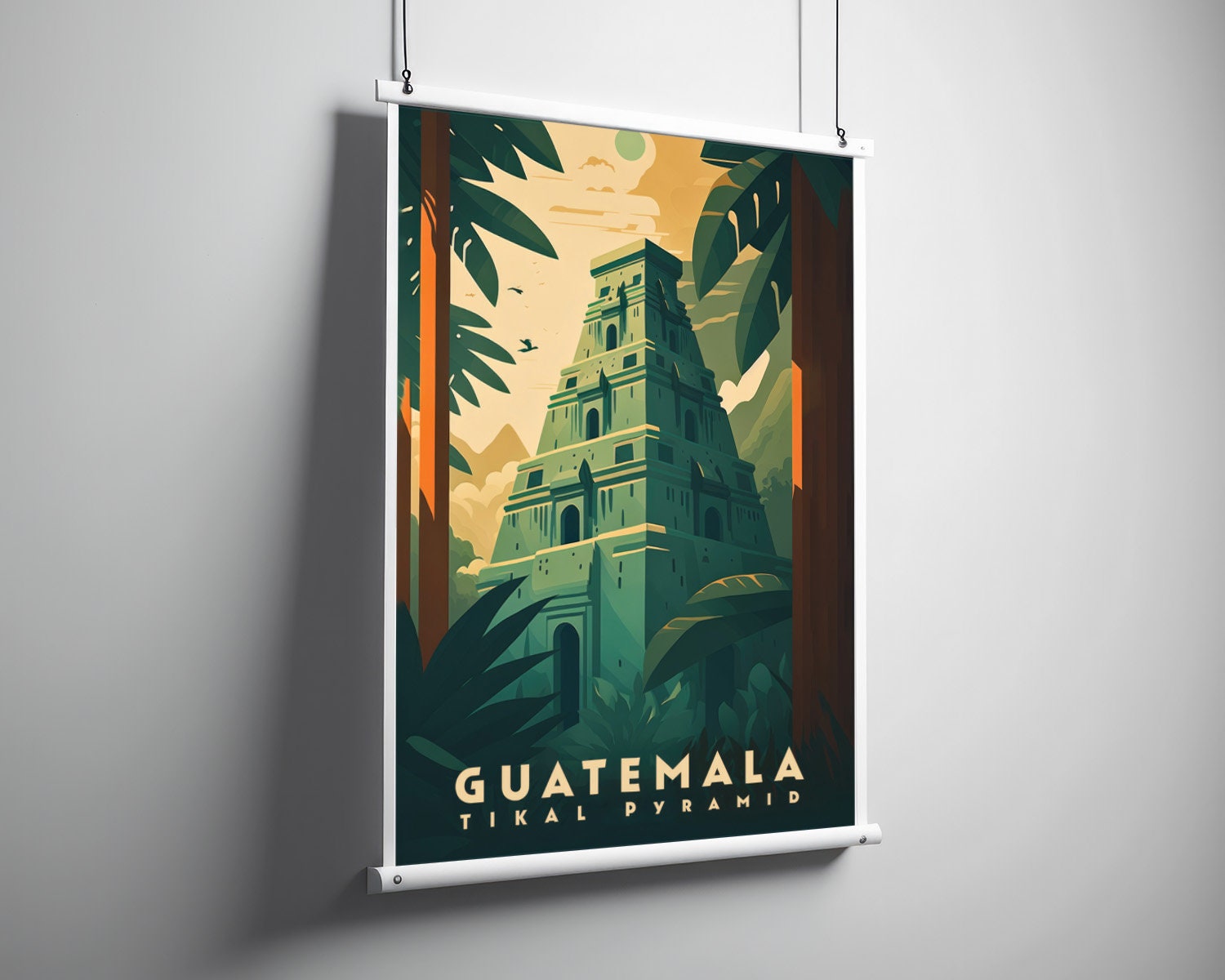 Framed Guatemala Travel Poster in Portrait orientation, minimal background, close up wall art print 3