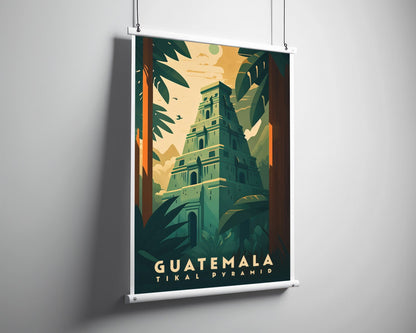 Framed Guatemala Travel Poster in Portrait orientation, minimal background, close up wall art print 3
