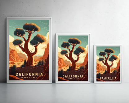 Framed Joshua Tree Travel Poster in Portrait orientation, minimal background, close up wall art print 3