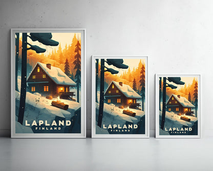 Framed Lapland Finland Travel Poster in Portrait orientation, minimal background, close up wall art print 3