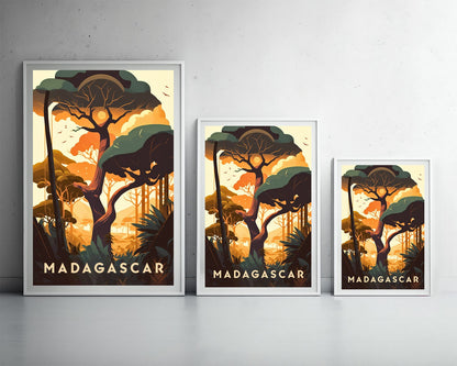 Framed Madagascar Travel Poster in Portrait orientation, minimal background, close up wall art print 3