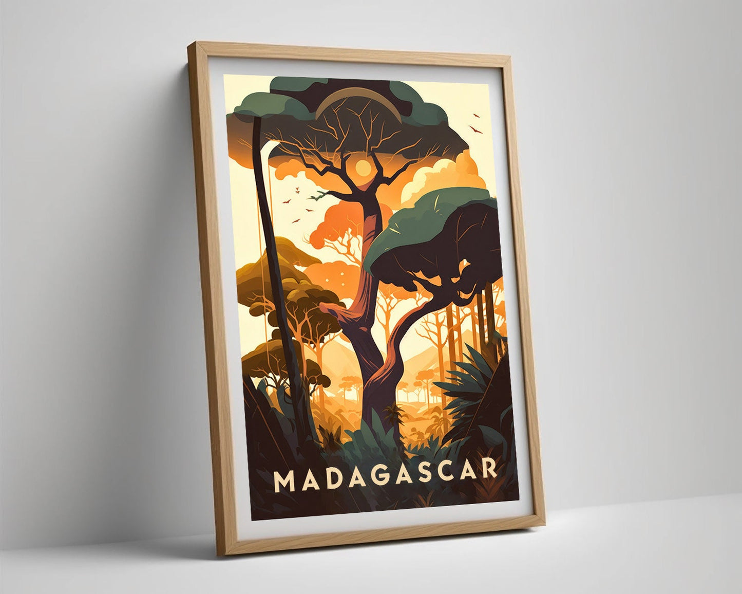 Framed Madagascar Travel Poster in Portrait orientation, minimal background, close up wall art print 4