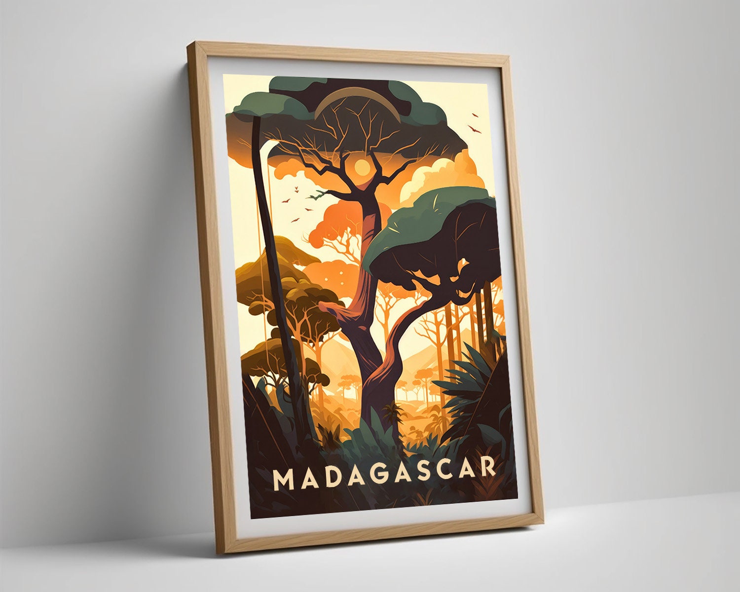Framed Madagascar Travel Poster in Portrait orientation, minimal background, close up wall art print 4