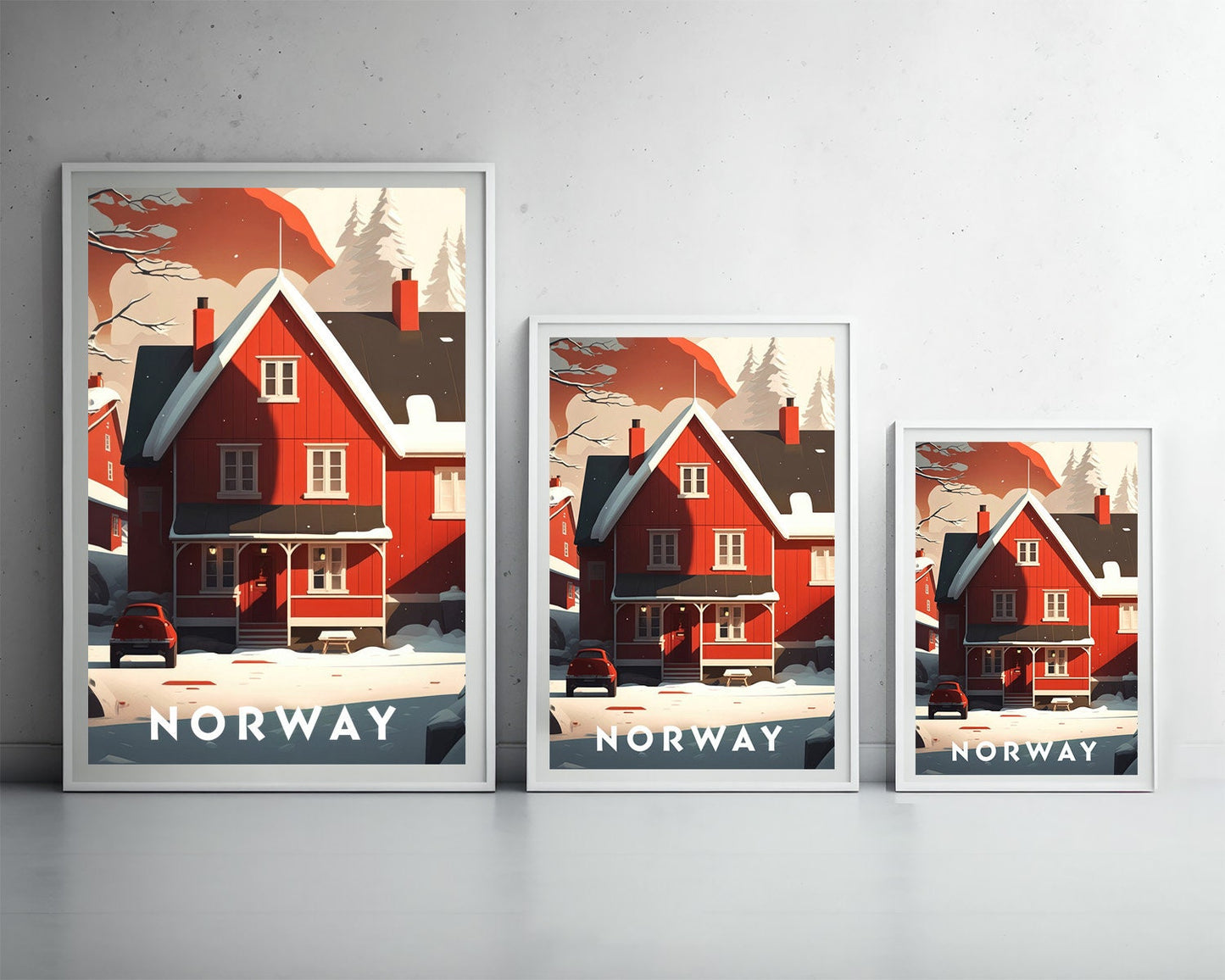 Framed Norway Lofoten Islands Travel Poster in Portrait orientation, minimal background, close up wall art print 3