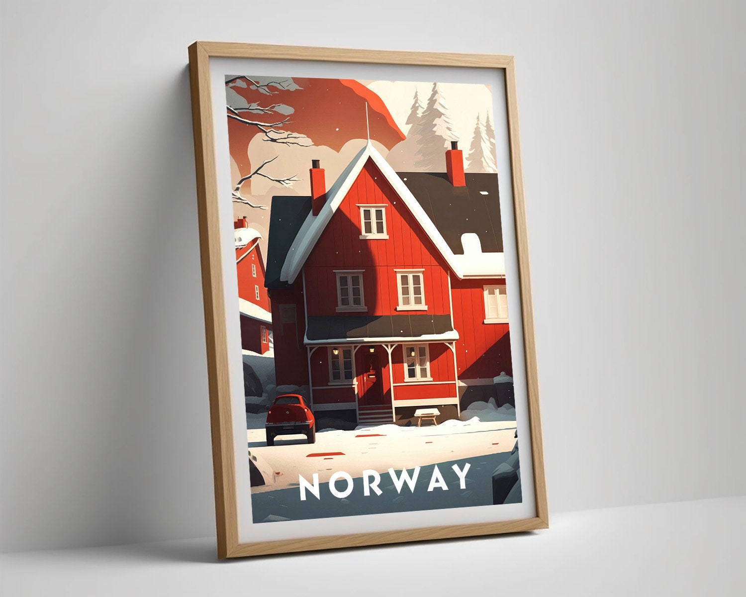 Framed Norway Lofoten Islands Travel Poster in Portrait orientation, minimal background, close up wall art print 4