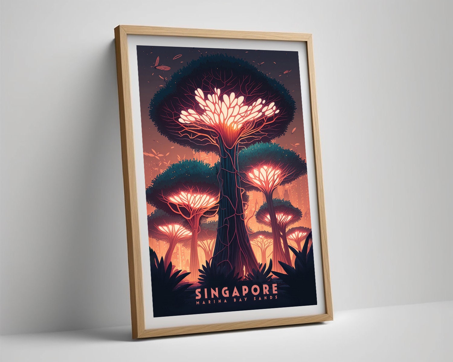 Framed Singapore Travel Poster in Portrait orientation, minimal background, close up wall art print 4